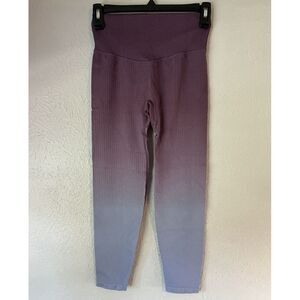 Victoria's Secret Pink Active Ribbed Leggings high rise ombré Pimk Mauve To Blue